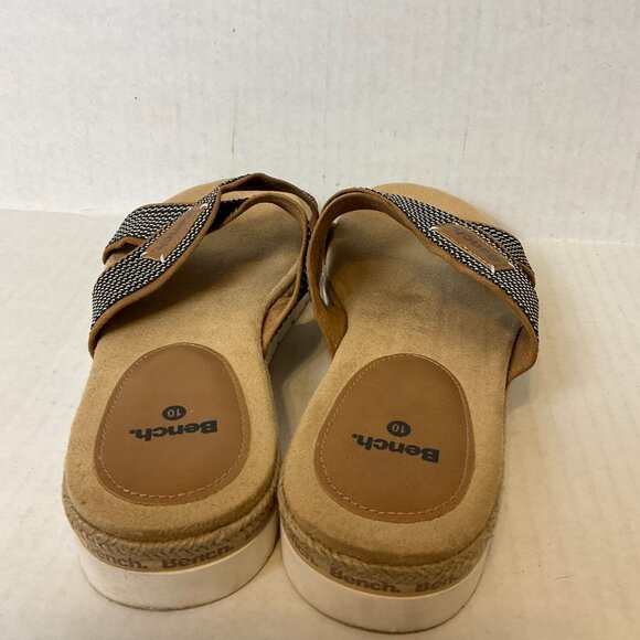 Bench Victoria Sandals 10 Brown Black White Slip On Cushioned Criss-Cross - Picture 5 of 11